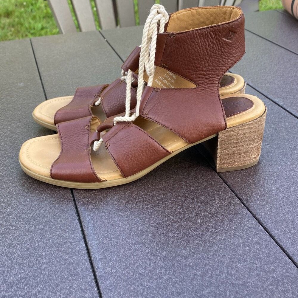 Sperry Vivianne Lia leather sandals size 8 womens gladiator style brown chunky w